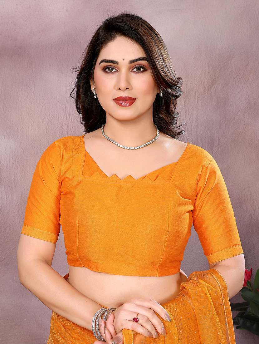 women solid with work embellished saree with blouse - 22048137 -  Standard Image - 3