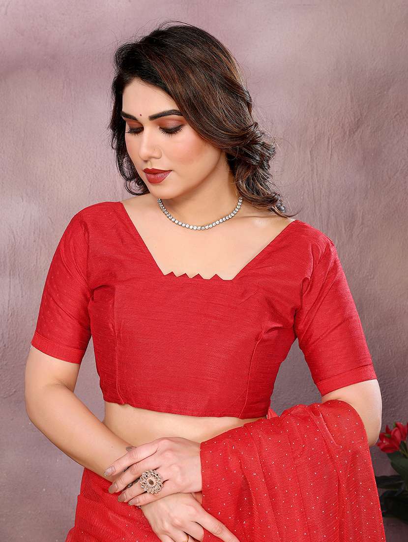 women solid with work embellished saree with blouse - 22048138 -  Standard Image - 3