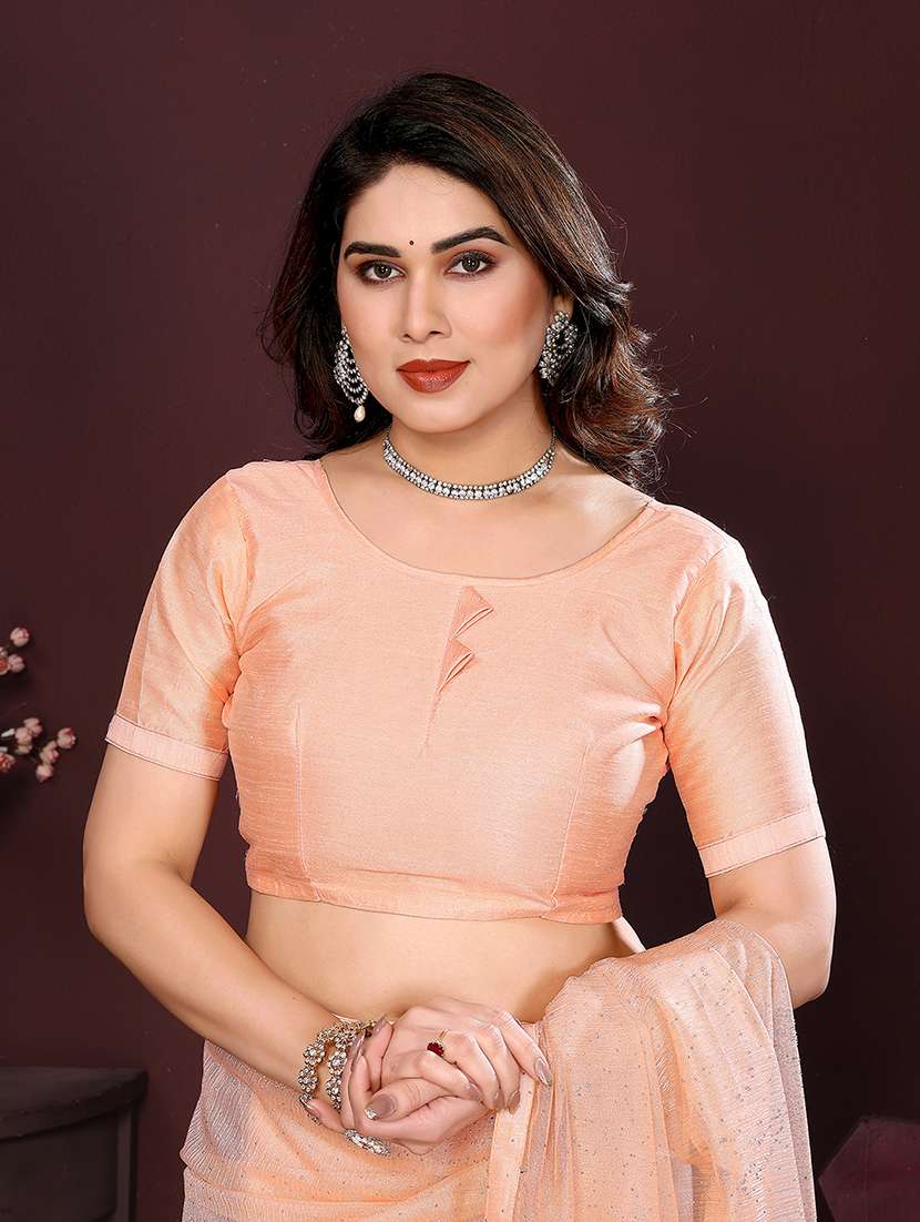 women solid with work embellished saree with blouse - 22048141 -  Standard Image - 3