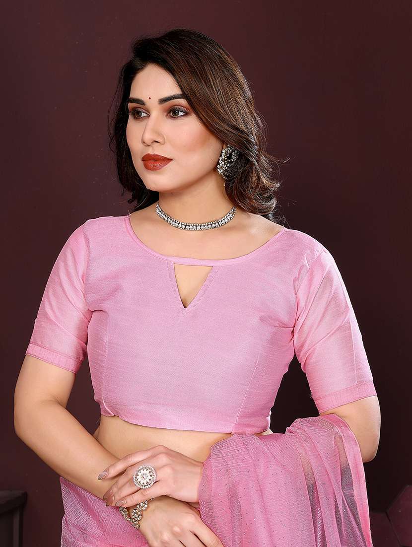 women solid with work embellished saree with blouse - 22048146 -  Standard Image - 3