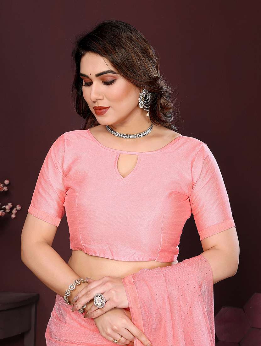 women solid with work embellished saree with blouse - 22048147 -  Standard Image - 3