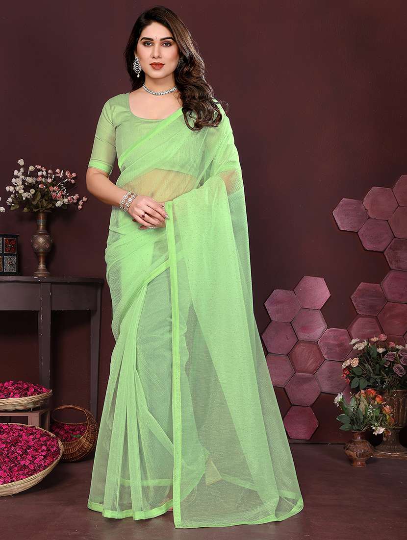 women solid with work embellished saree with blouse