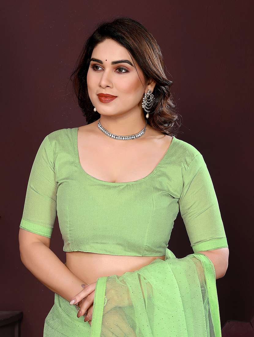 women solid with work embellished saree with blouse - 22048148 -  Standard Image - 3