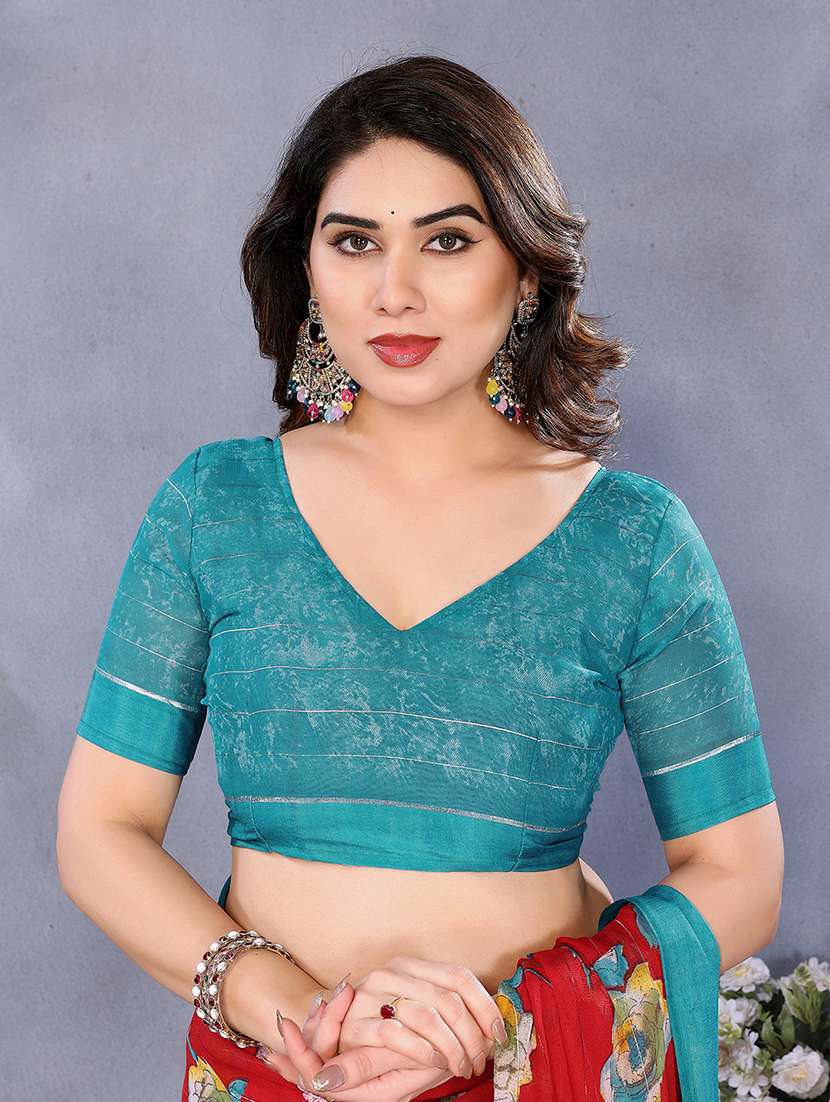 women printed casual wear saree with blouse - 22048153 -  Standard Image - 3