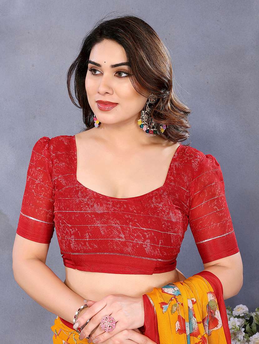 women printed casual wear saree with blouse - 22048154 -  Standard Image - 3