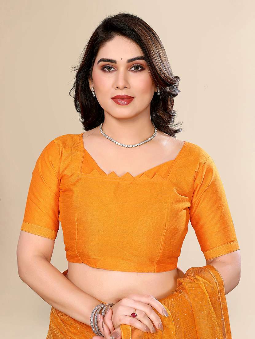 women solid with work embellished saree with blouse - 22048157 -  Standard Image - 3