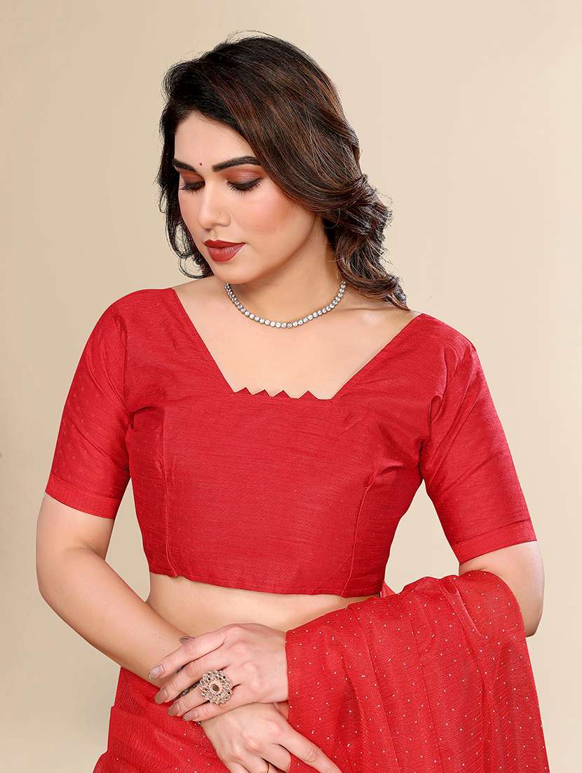 women solid with work embellished saree with blouse - 22048158 -  Standard Image - 3