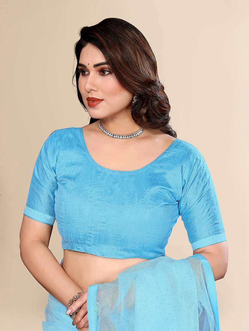 women solid with work embellished saree with blouse - 22048159 -  Standard Image - 3