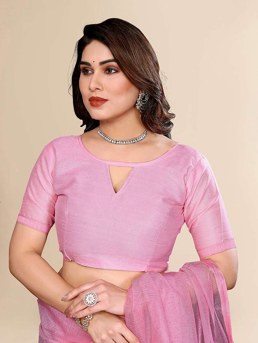 women solid with work embellished saree with blouse - 22048166 -  Standard Image - 3