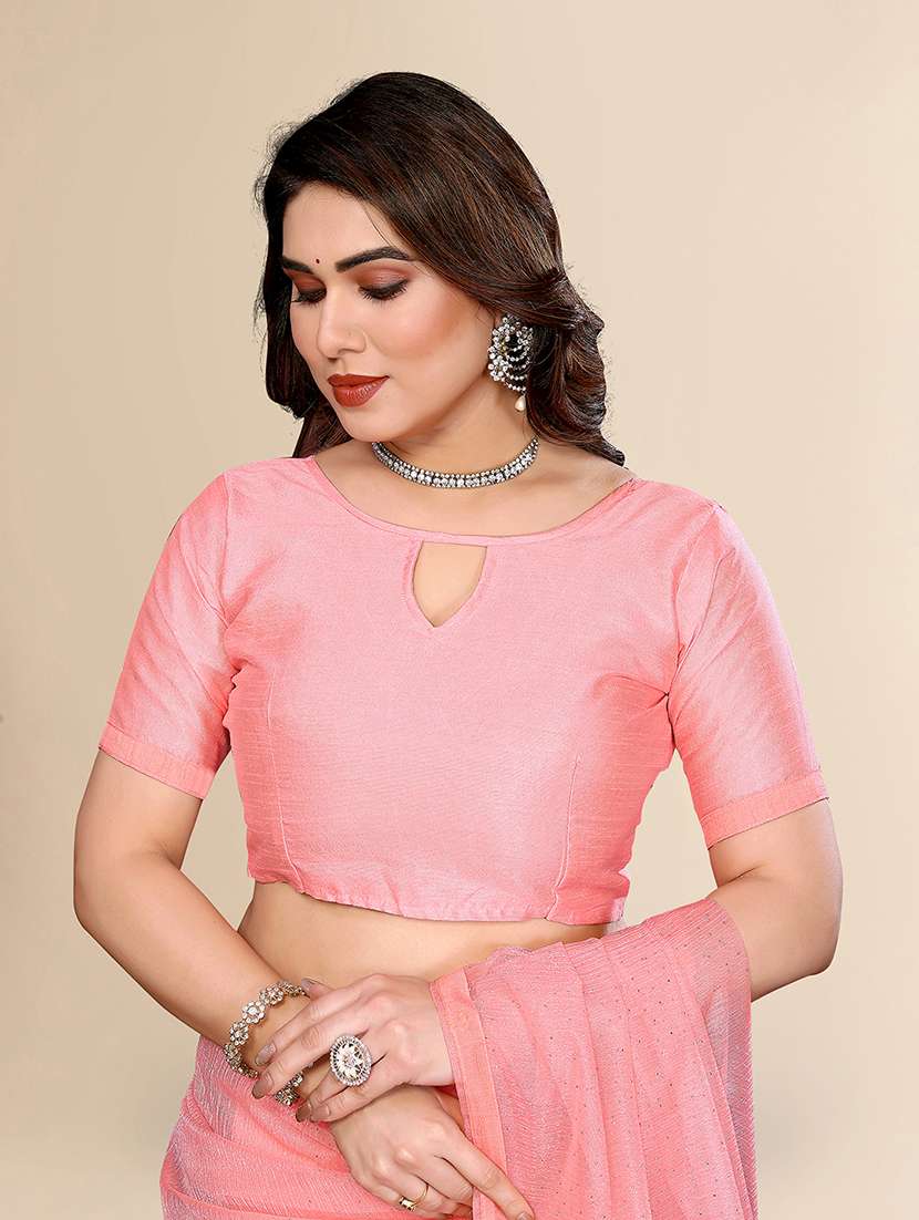 women solid with work embellished saree with blouse - 22048167 -  Standard Image - 3