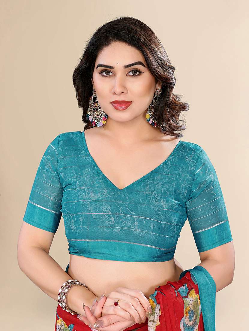 women printed casual wear saree with blouse - 22048173 -  Standard Image - 3