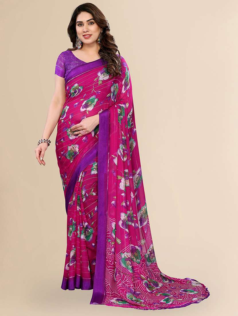 women printed casual wear saree with blouse