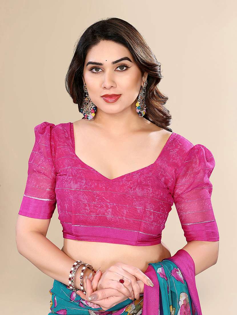 women printed casual wear saree with blouse - 22048176 -  Standard Image - 3