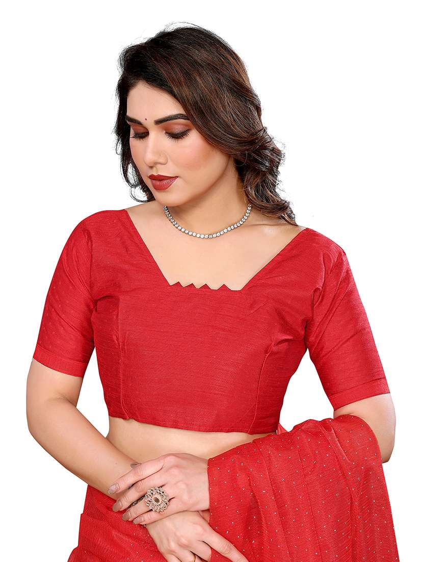 women solid with work embellished saree with blouse - 22048178 -  Standard Image - 3