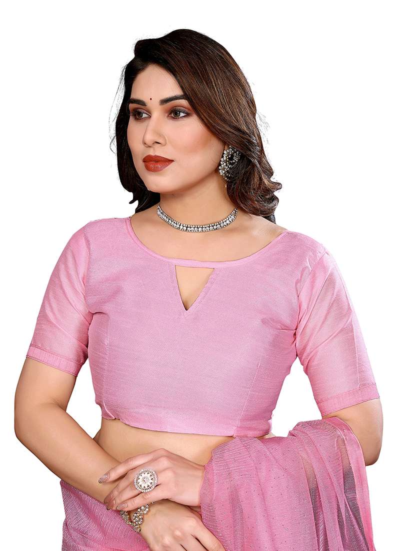 women solid with work embellished saree with blouse - 22048186 -  Standard Image - 3