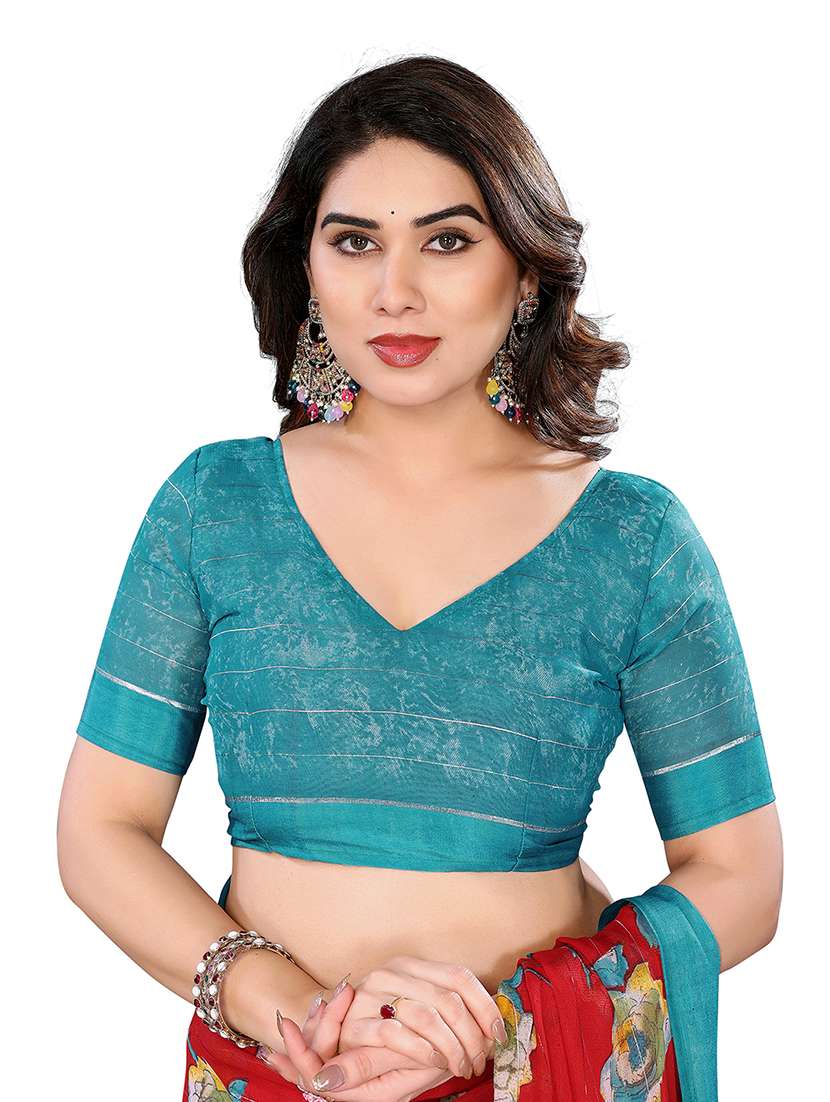 women printed casual wear saree with blouse - 22048193 -  Standard Image - 3