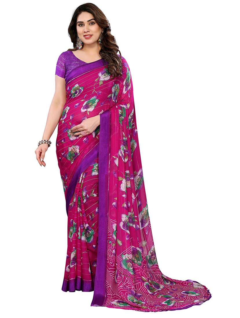 women printed casual wear saree with blouse