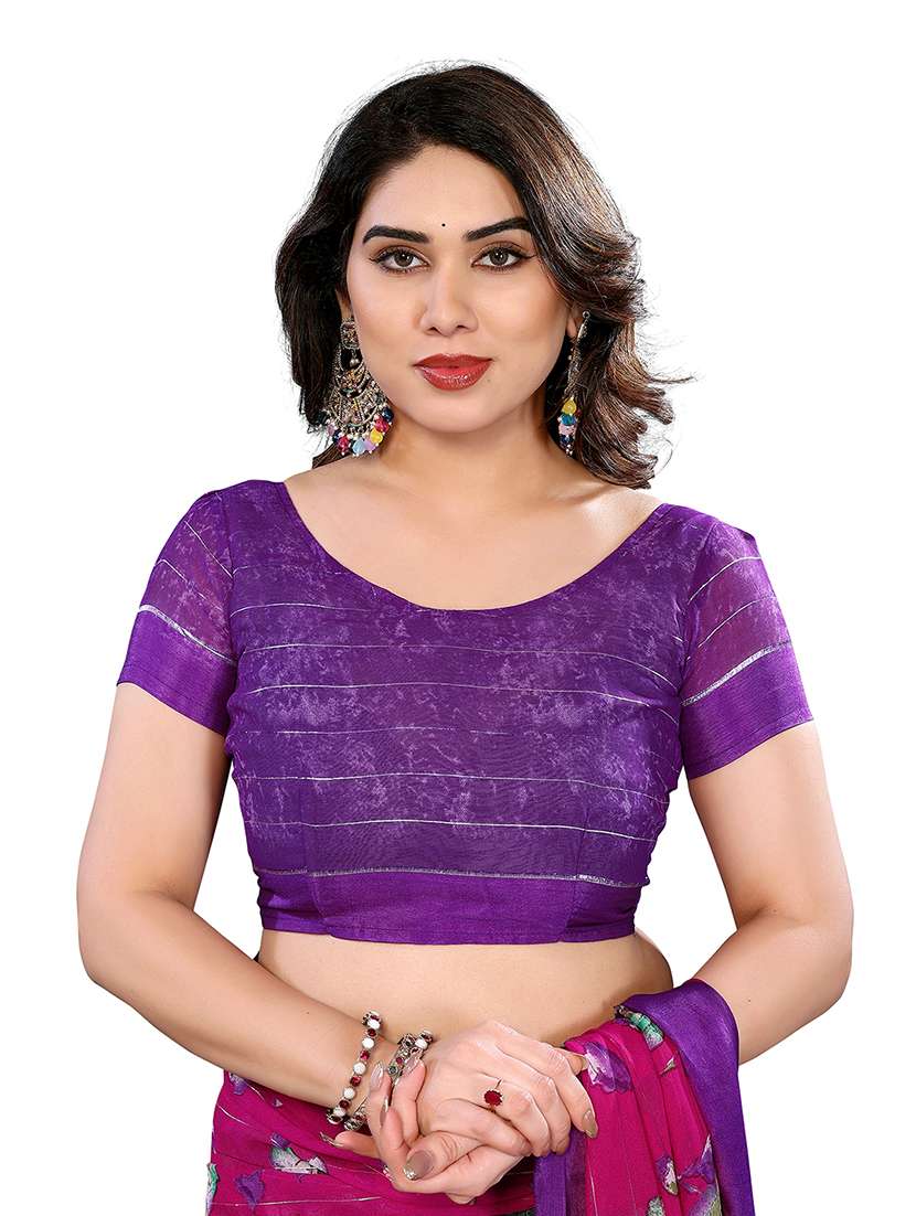 women printed casual wear saree with blouse - 22048195 -  Standard Image - 3