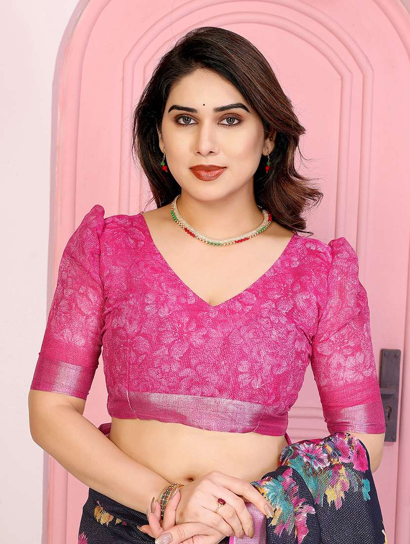 women floral printed saree with blouse - 22048203 -  Standard Image - 3