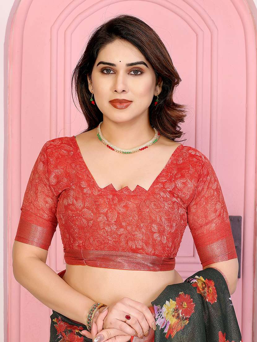 women floral printed saree with blouse - 22048207 -  Standard Image - 3