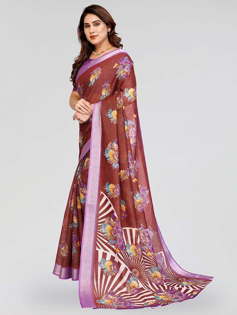 women floral printed saree with blouse