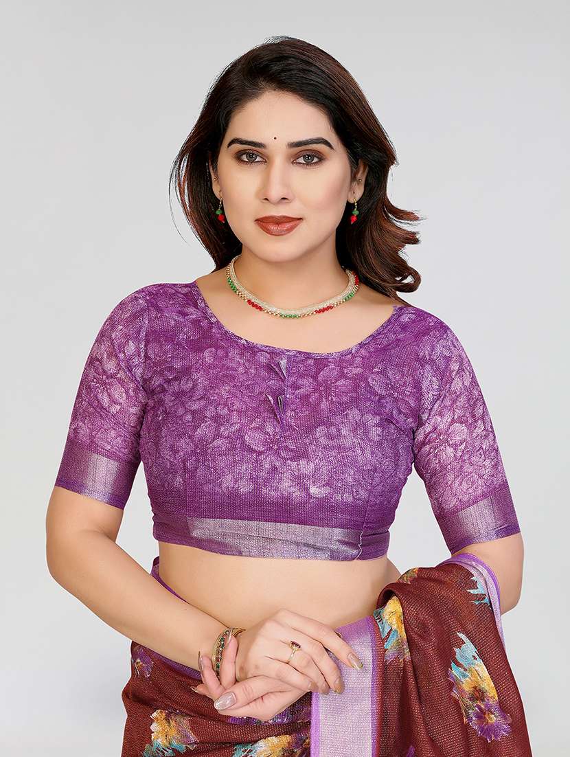 women floral printed saree with blouse - 22048211 -  Standard Image - 3