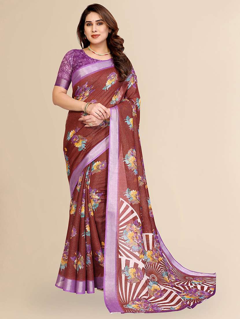women floral printed saree with blouse