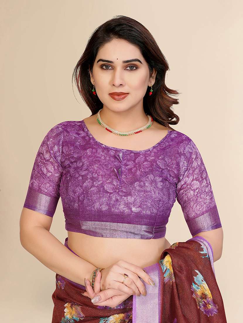 women floral printed saree with blouse - 22048217 -  Standard Image - 3