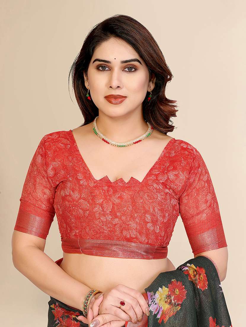 women floral printed saree with blouse - 22048219 -  Standard Image - 3