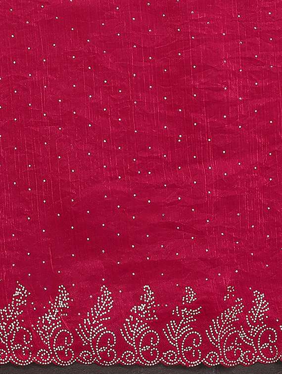women solid with work embellished saree with blouse - 22048223 - Standard Image - 5
