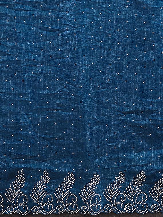 women solid with work embellished saree with blouse - 22048226 - Standard Image - 5