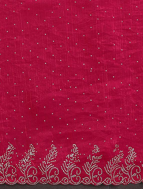 women solid with work embellished saree with blouse - 22048235 - Standard Image - 5