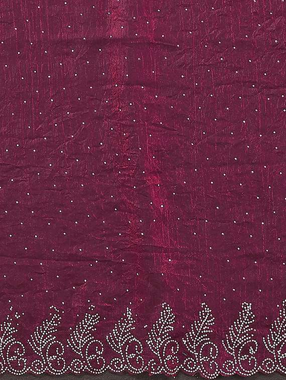 women solid with work embellished saree with blouse - 22048236 - Standard Image - 5
