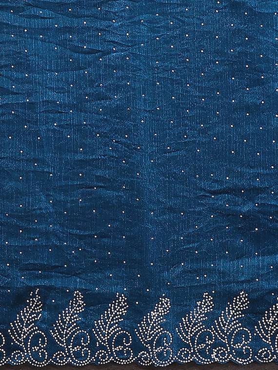 women solid with work embellished saree with blouse - 22048244 - Standard Image - 5