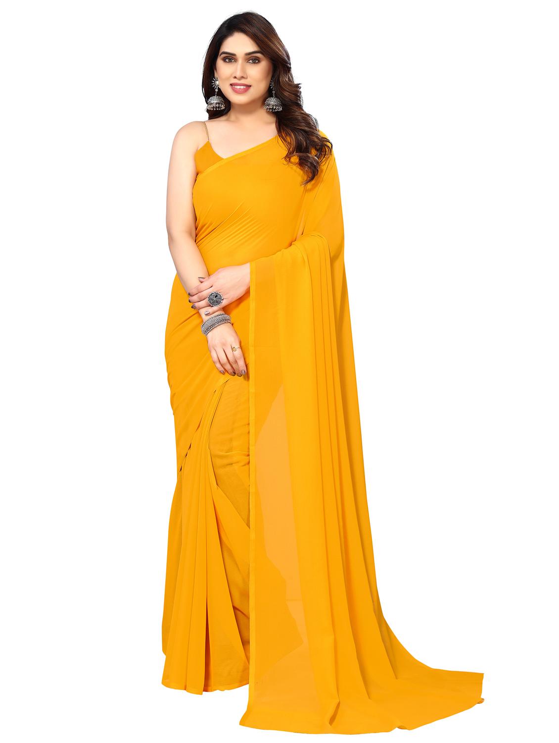 women solid plain saree with blouse - 22048250 - Zoom Image - 0