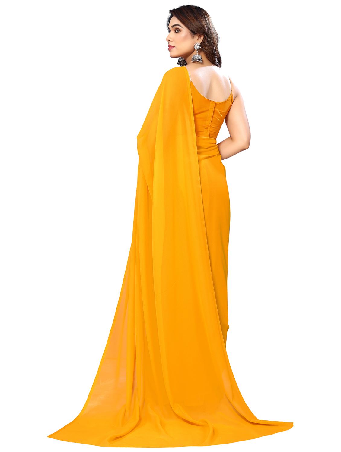 women solid plain saree with blouse - 22048250 - Standard Image - 3
