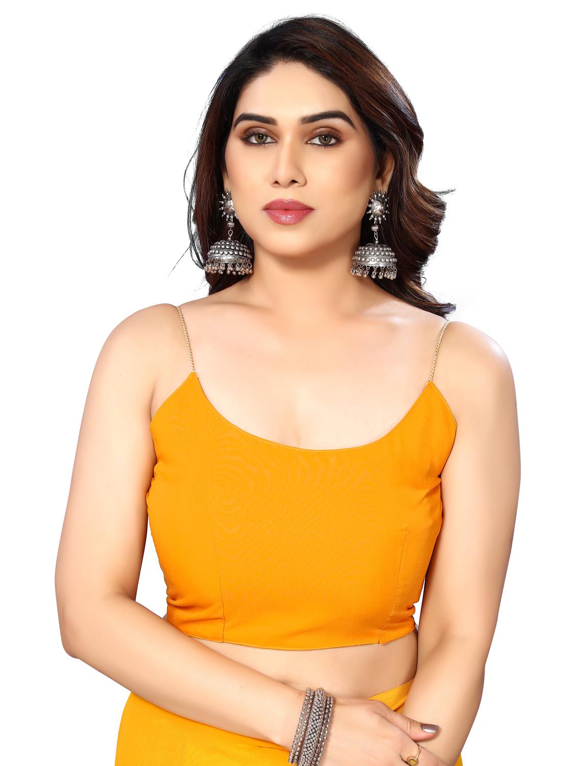 women solid plain saree with blouse - 22048250 - Standard Image - 5