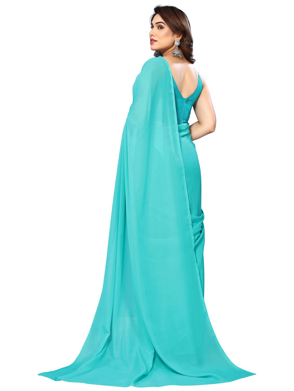 women solid plain saree with blouse - 22048252 - Standard Image - 3