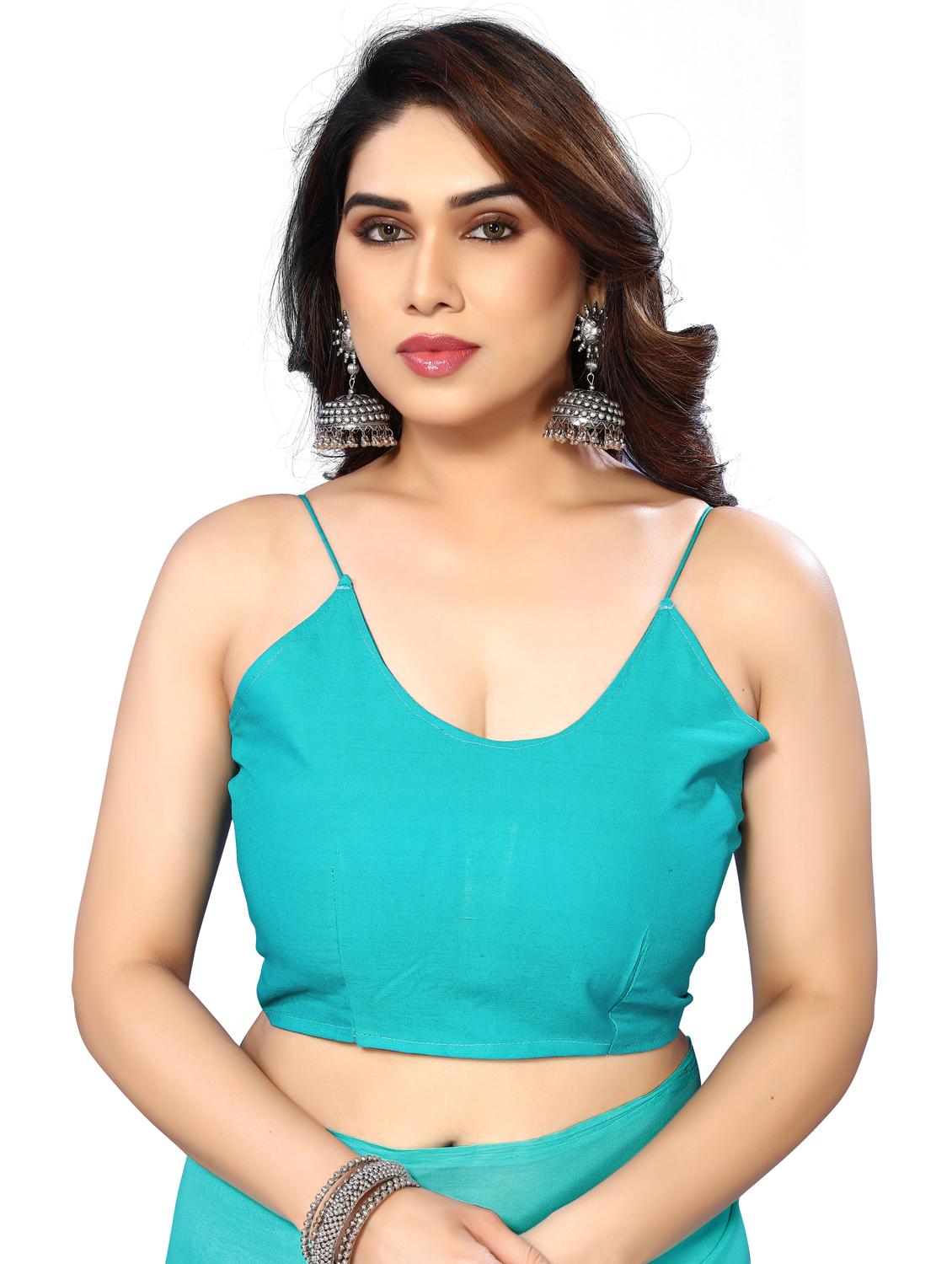 women solid plain saree with blouse - 22048252 - Standard Image - 5