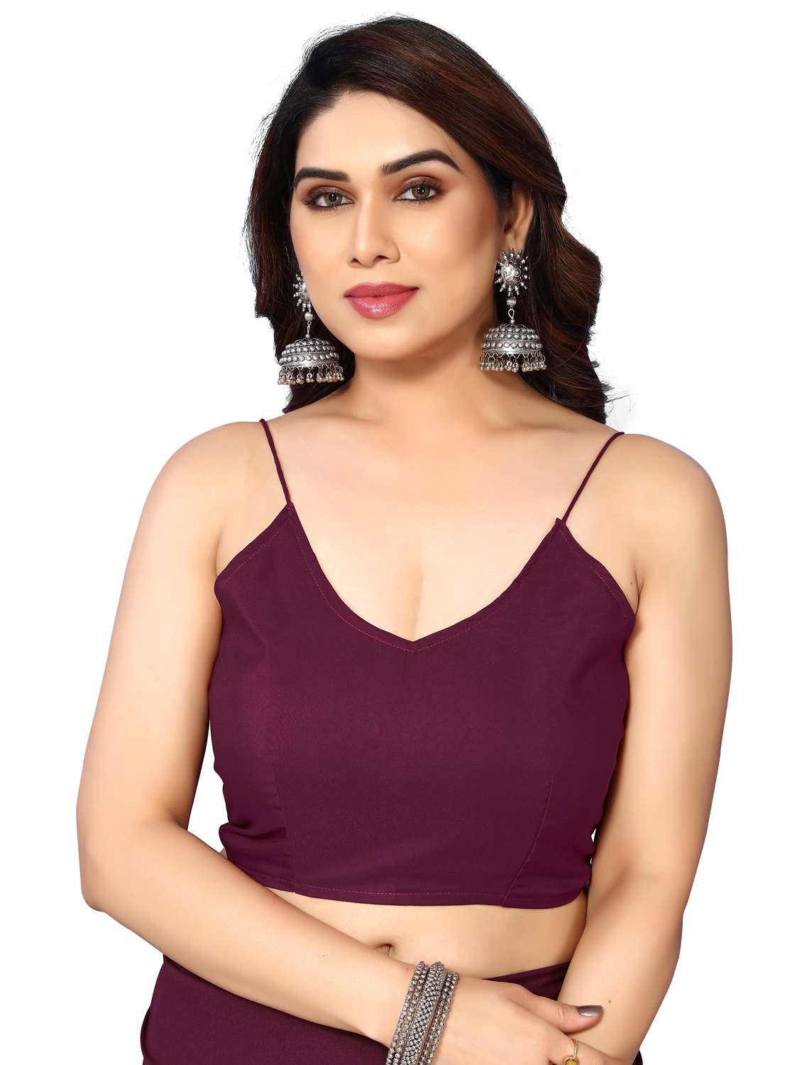 women solid plain saree with blouse - 22048254 -  Standard Image - 5