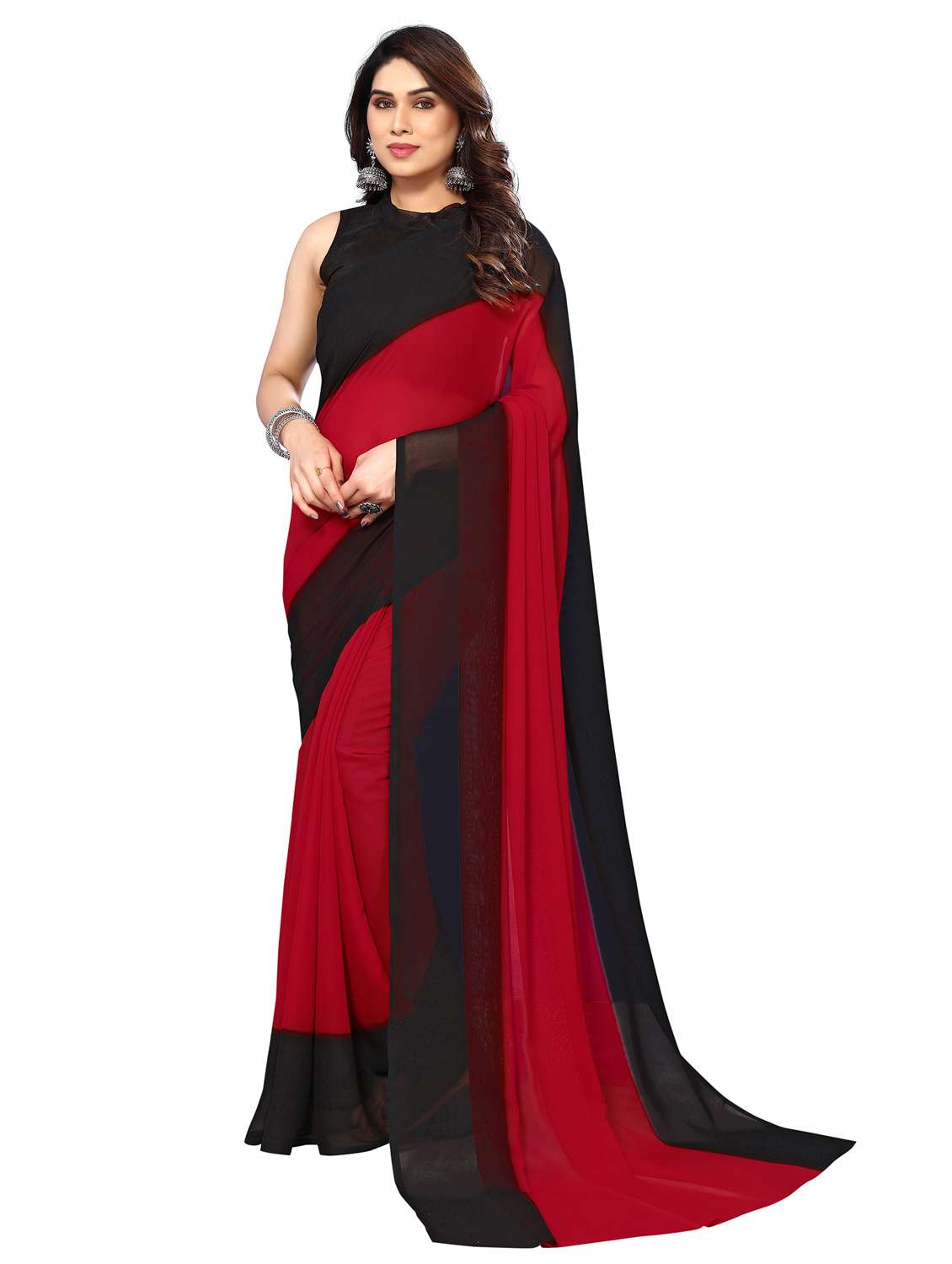 women ombre printed saree with blouse