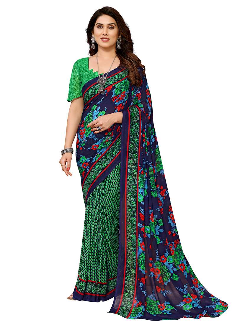 women printed casual wear saree with blouse