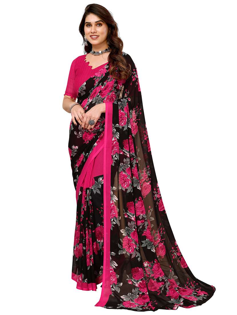 women printed casual wear saree with blouse