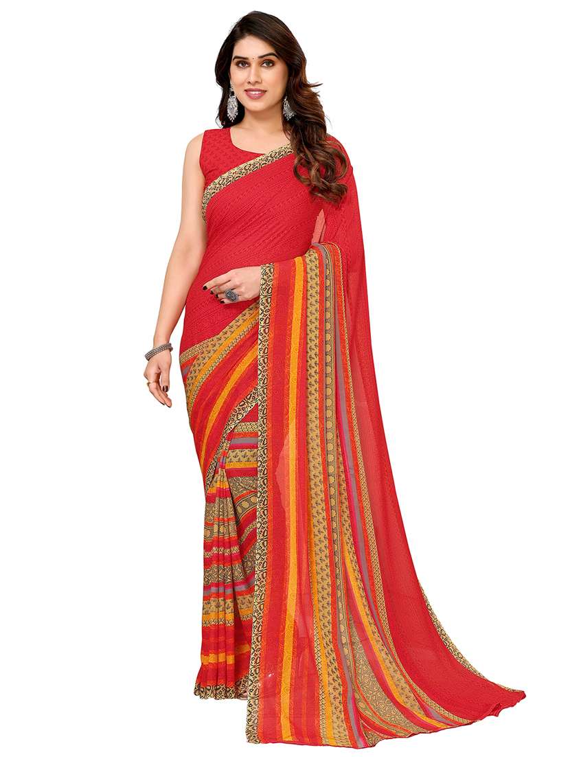 women printed casual wear saree with blouse
