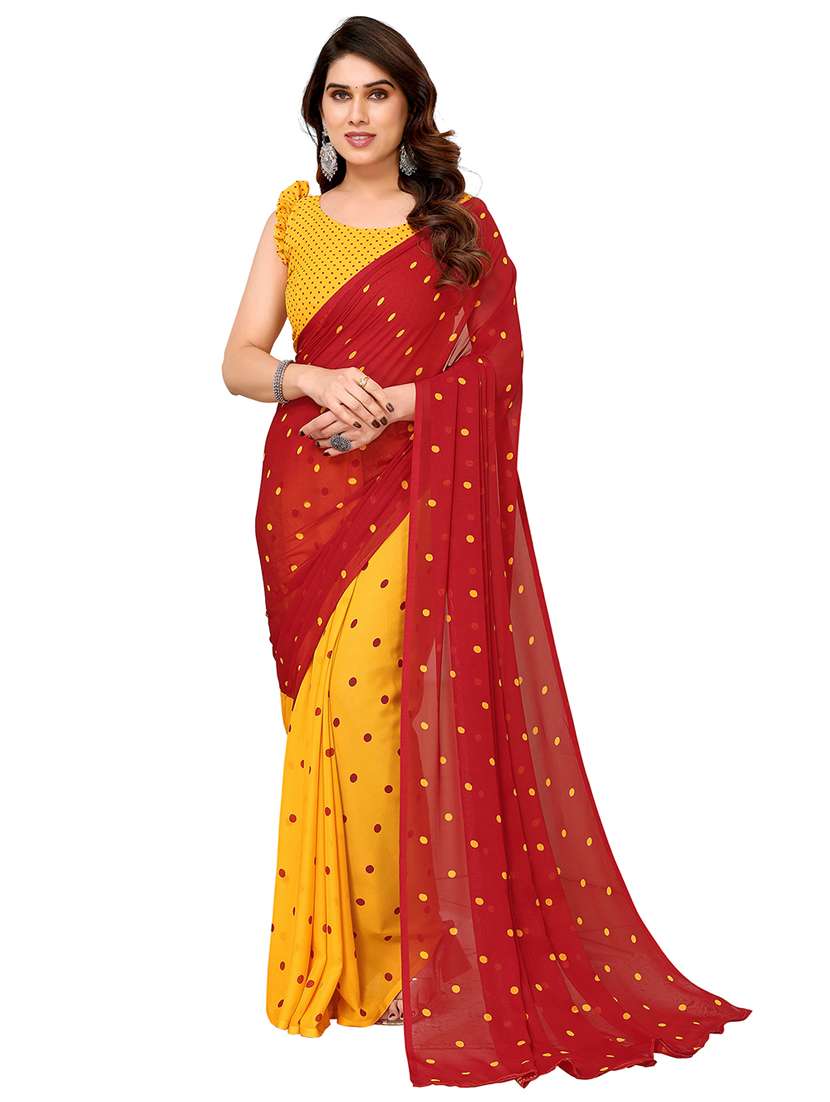 women printed casual wear saree with blouse