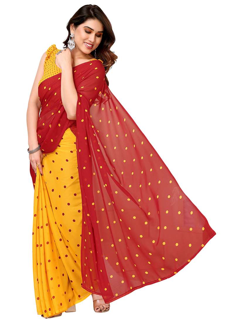 women printed casual wear saree with blouse - 22048281 -  Standard Image - 3