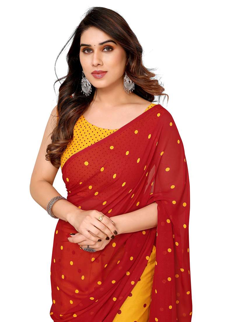 women printed casual wear saree with blouse - 22048281 -  Standard Image - 5