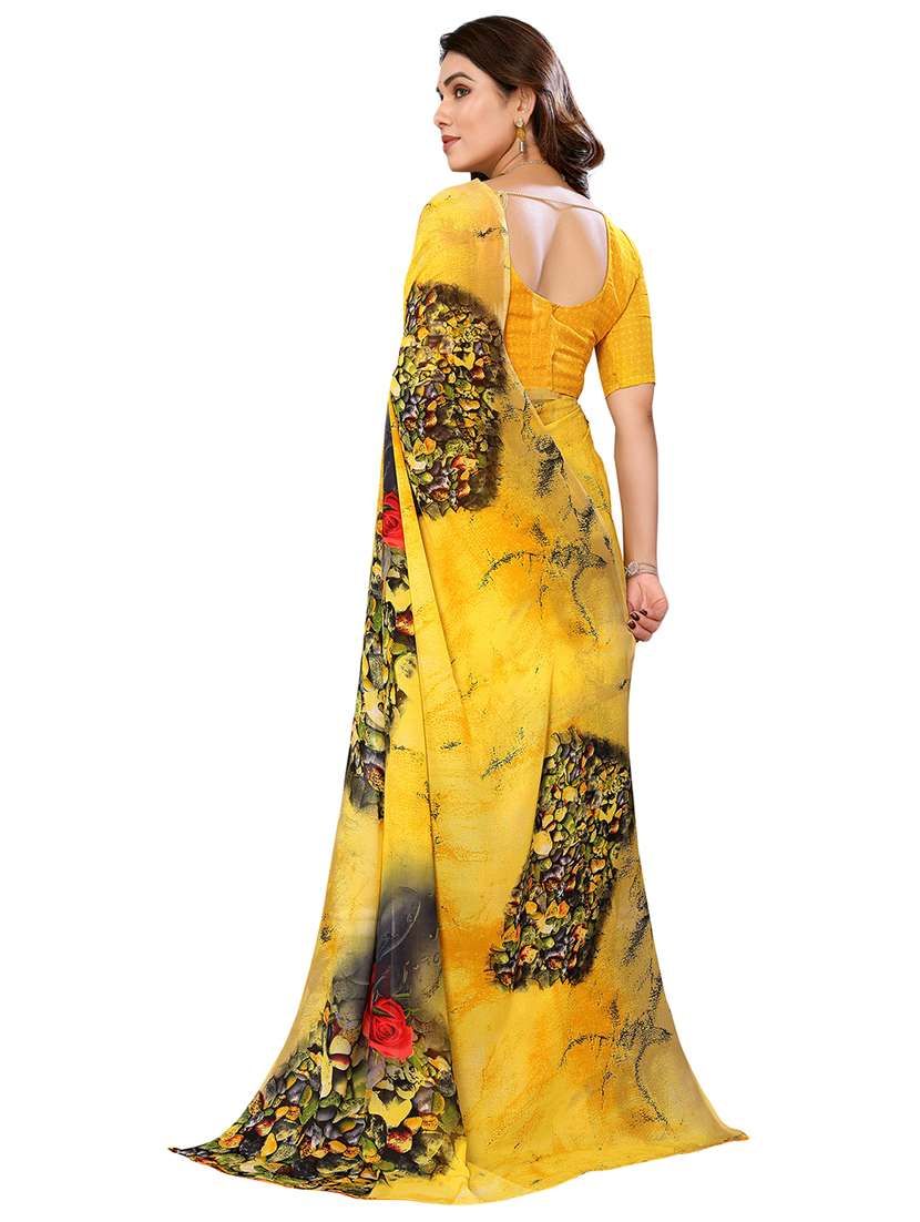 women printed casual wear saree with blouse - 22048286 -  Standard Image - 3