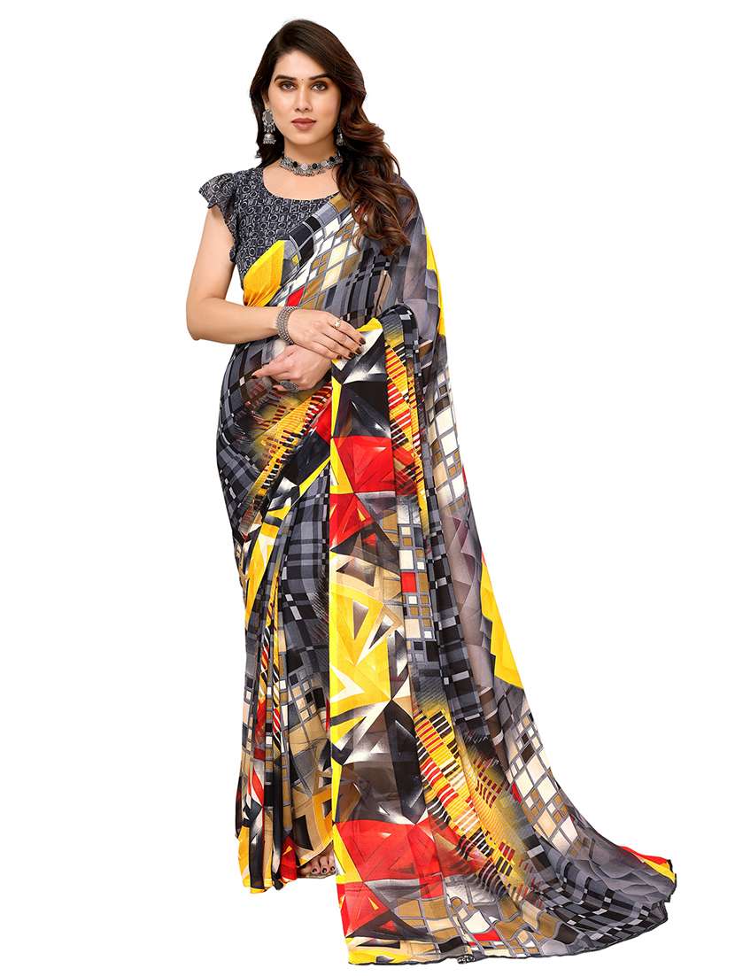 women printed casual wear saree with blouse