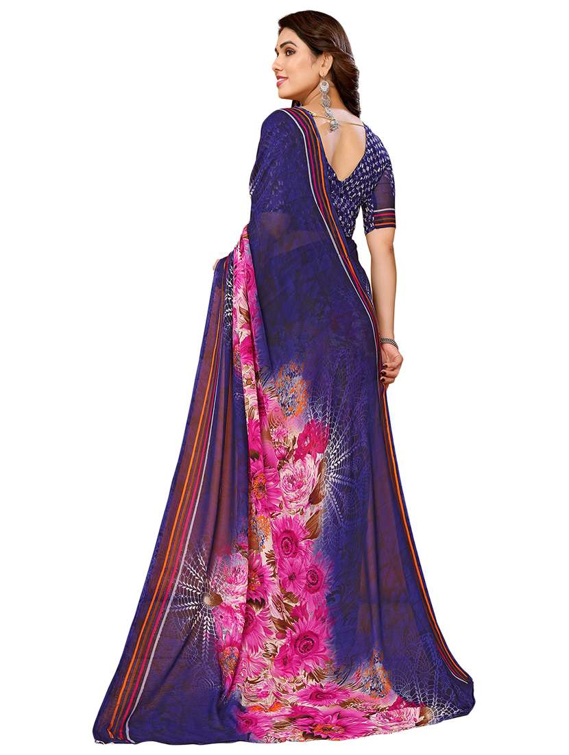 women printed casual wear saree with blouse - 22048290 -  Standard Image - 3
